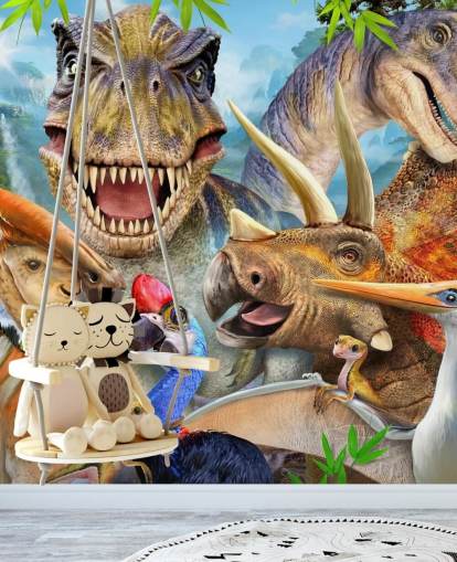 Mural Selfie de dinossauros