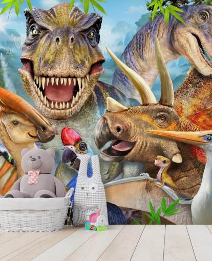 Dinosaurs Selfie Wall Mural Dinosaurs Selfie Wall Mural
