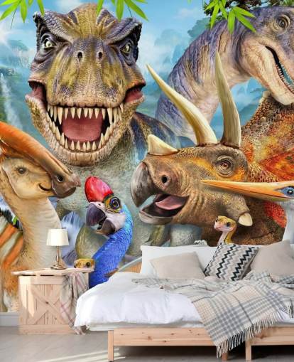 Mural de pared Selfie dinosaurios Mural de pared Selfie dinosaurios