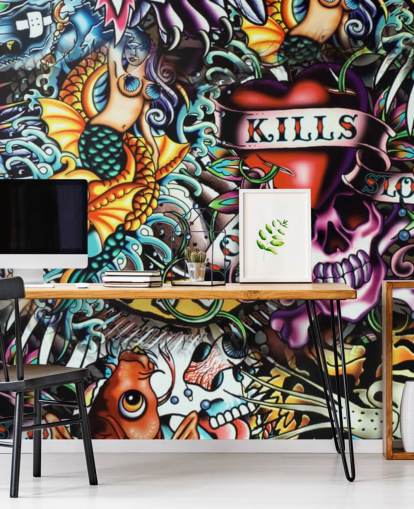 Colourful Tattoo Graffiti Wallpaper Mural