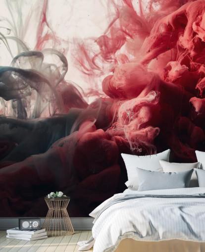 Abstract Red and Black Ink Wallpaper Mural