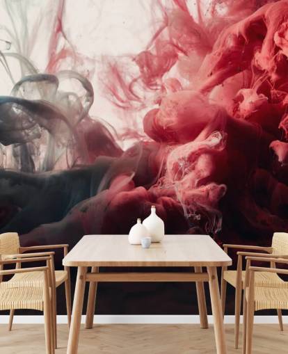 Abstracte muurschildering met rode en zwarte inkt