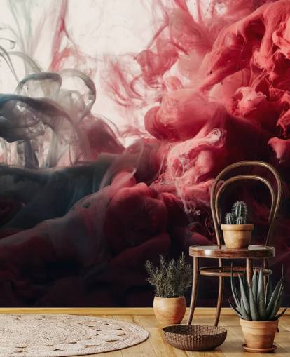 Abstrakt rött och svart bläck tapeter väggmålning