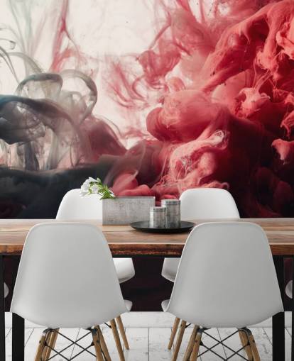 Abstract Red and Black Ink Wallpaper Mural