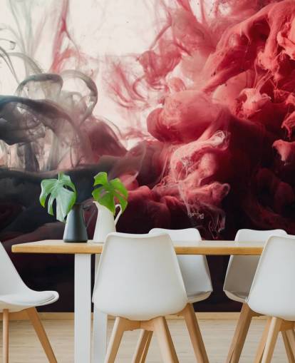 Abstract Red and Black Ink Wallpaper Mural