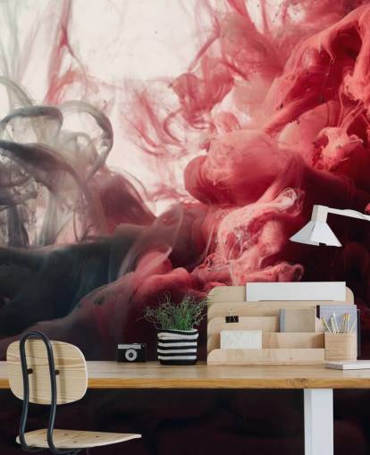 Abstract Red and Black Ink Wallpaper Mural