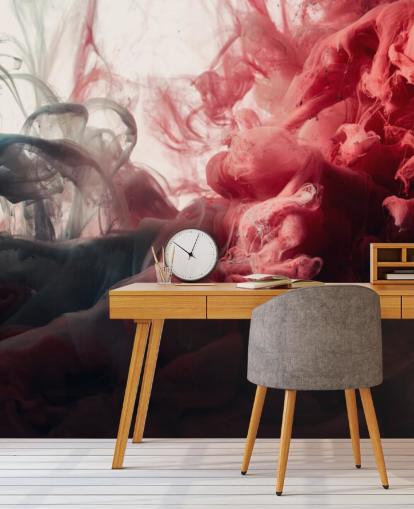 Abstract Red and Black Ink Wallpaper Mural