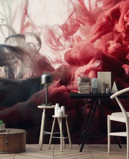 Papier peint abstrait à l'encre rouge et noire