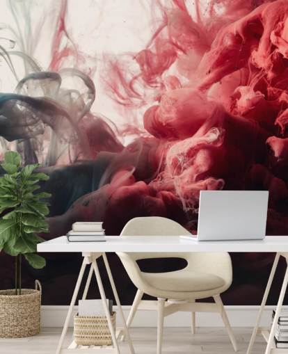 Abstract Red and Black Ink Wallpaper Mural