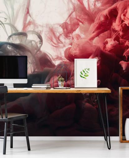 Abstract Red and Black Ink Wallpaper Mural