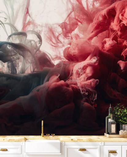 Abstract Red and Black Ink Wallpaper Mural