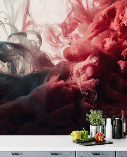 Abstract Red and Black Ink Wallpaper Mural