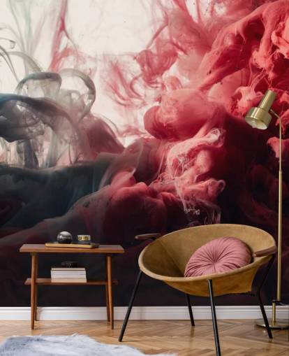 Abstract Red and Black Ink Wallpaper Mural