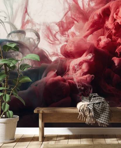 Abstract Red and Black Ink Wallpaper Mural