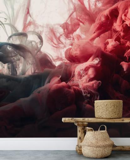 Abstract Red and Black Ink Wallpaper Mural