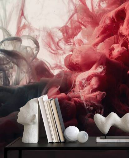 Abstract Red and Black Ink Wallpaper Mural