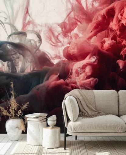 Abstrakt rød og svart blekk tapet Mural