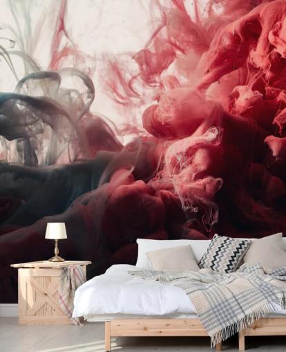 Abstract Red and Black Ink Wallpaper Mural