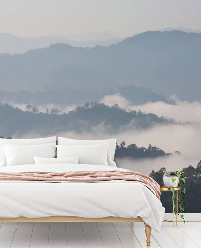 Carta da parati Misty Forest Mountain