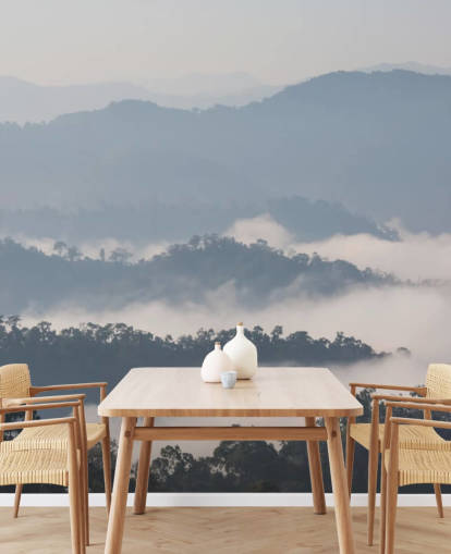 Misty Forest Mountain Baggrund