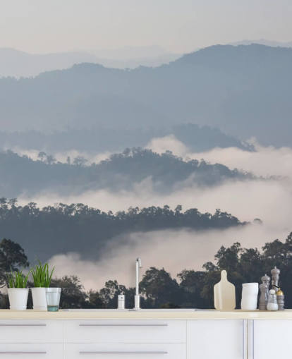 Papel de Parede Misty Forest Mountain Papel de Parede Misty Forest Mountain