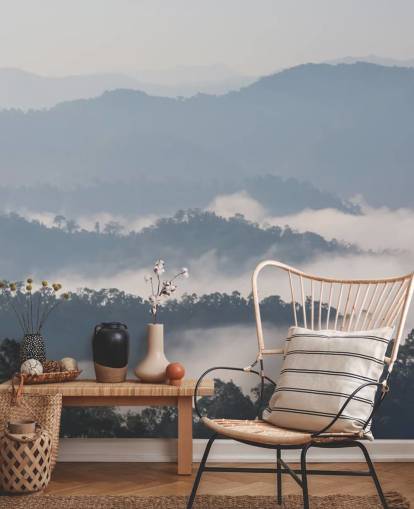 Carta da parati Misty Forest Mountain