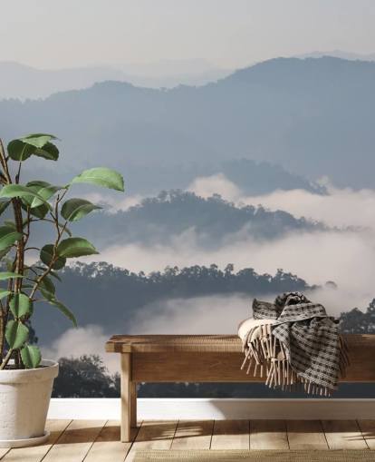 Carta da parati Misty Forest Mountain