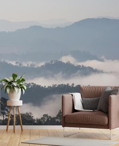 Misty Forest Mountain Tapeter