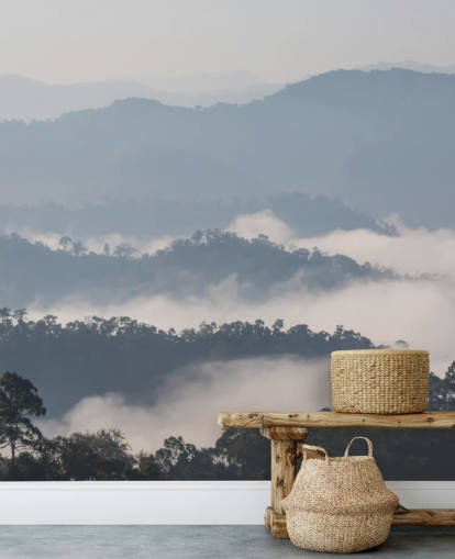 Carta da parati Misty Forest Mountain