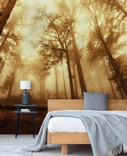 Papel pintado Bosque teñido de naranja