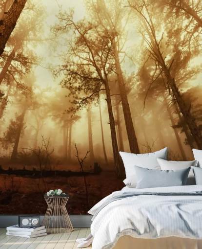 Papel pintado Bosque teñido de naranja