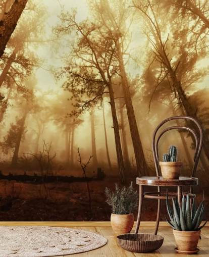 Papel pintado Bosque teñido de naranja