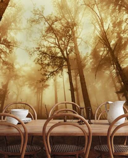 Papel pintado Bosque teñido de naranja