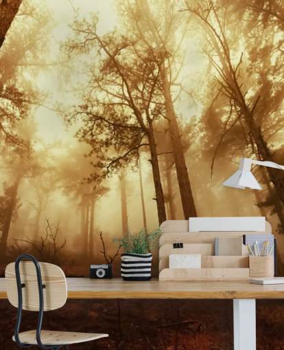 Papel de Parede Floresta Colorida Laranja Papel de Parede Floresta Colorida Laranja