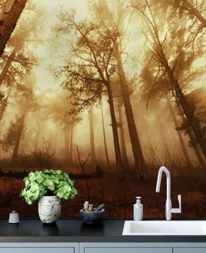 Orange getönte Wald-Tapete