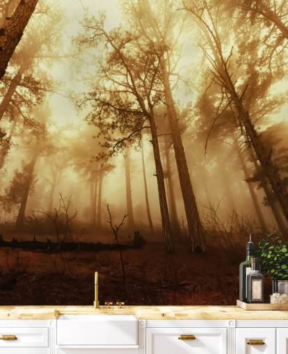 Papier Peint Forêt Teinté Orange