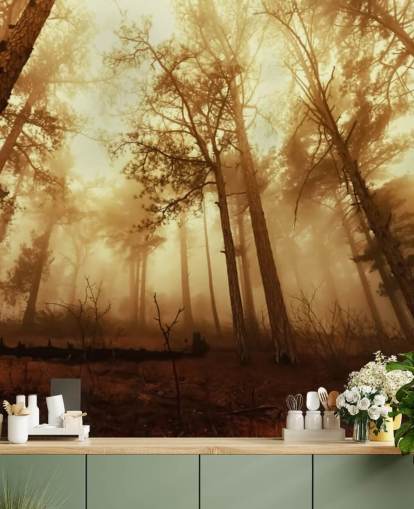 Papel pintado Bosque teñido de naranja