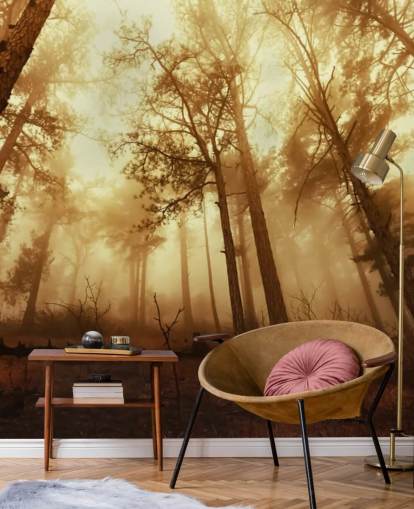 Papel pintado Bosque teñido de naranja