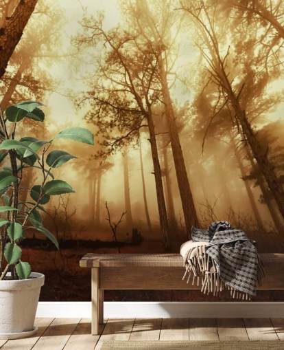 Papel de Parede Floresta Colorida Laranja