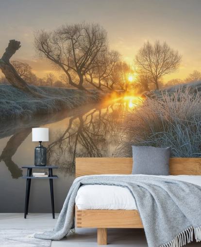 Sunset Frosty River -seinämaalaus