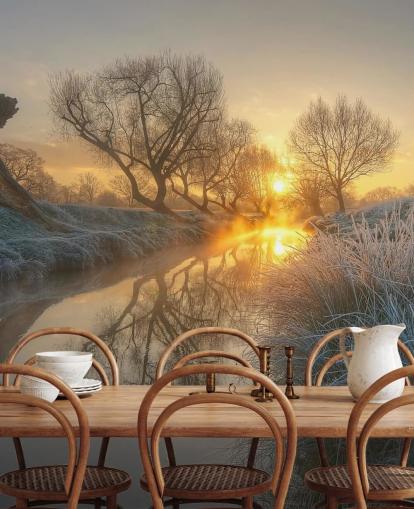Papier Peint Fresque Rivière Frosty Sunset