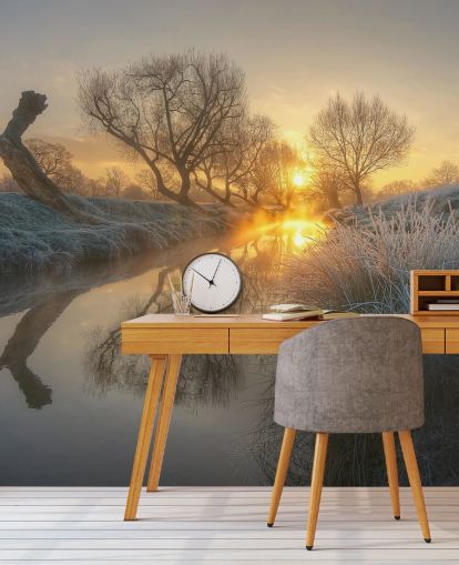 Sunset Frosty River Wall Mural