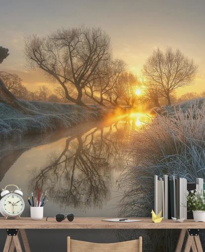 Sunset Frosty River Wall Mural