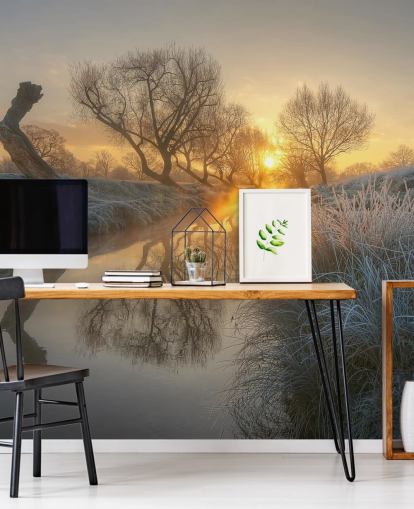 Sunset Frosty River Wall Mural