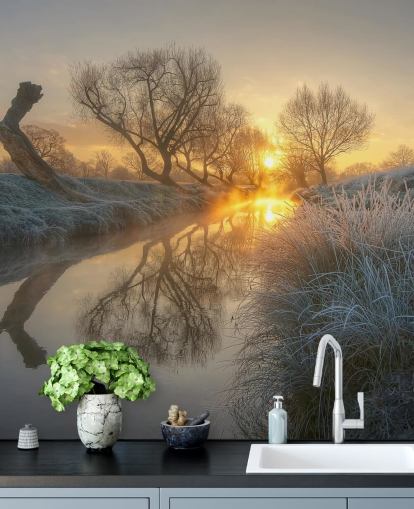 Papier Peint Fresque Rivière Frosty Sunset
