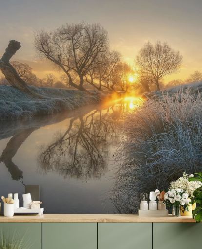 Sunset Frosty River Wall Mural