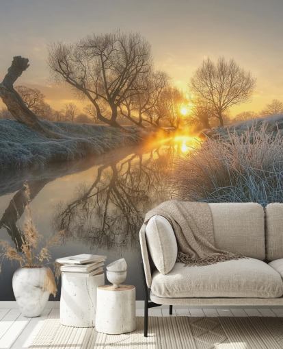 Sunset Frosty River Wall Mural