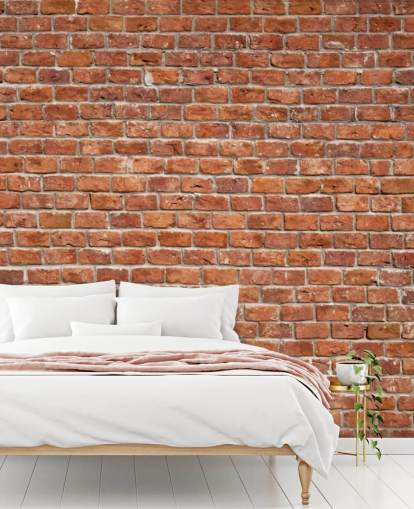 carta da parati murale in mattoni personalizzati rossi chiamata Old Brick Wall per cucine