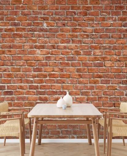 red custom brick wallpaper mural called Old Brick Wall for kitchens