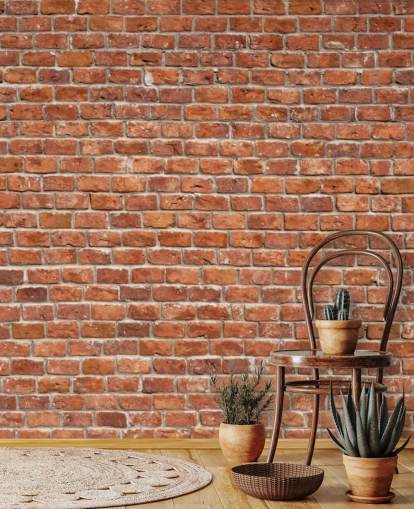 röd anpassad tegel tapetväggmålning kallad Old Brick Wall för kök röd anpassad tegel tapetväggmålning kallad Old Brick Wall för kök